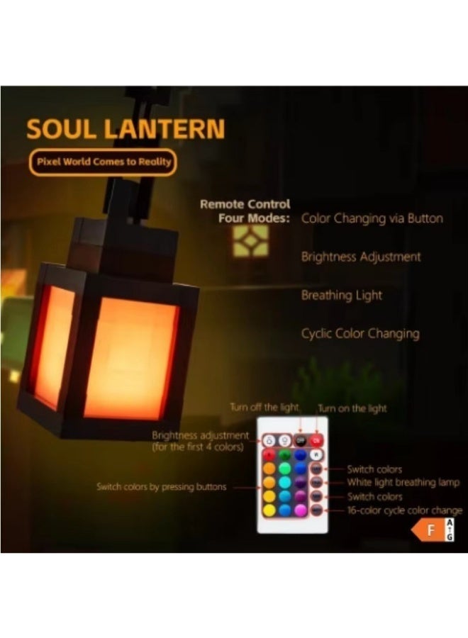 فانوس مضيء، فانوس بكسل، ضوء ليلي، فانوس مضيء بـ 16 لونًا، ضوء ليلي LED متغير الألوان مع جهاز تحكم عن بعد، ديكور منزلي مكتبي، زينة، فانوس احتفالي - Image 4